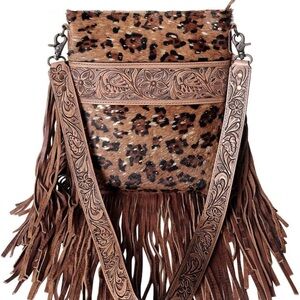 American Darling Leopard Print Crossbody with Fringe